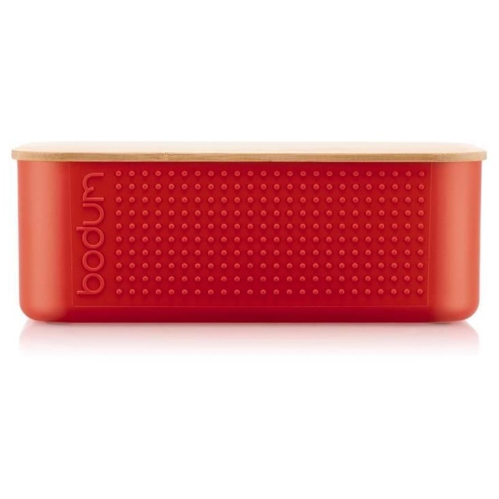 Boite a pain - BODUM - 11740-04 - Petit modele - Couvercle bambou - Rouge