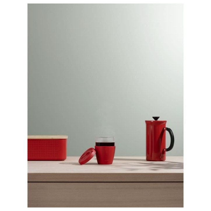 Boite a pain - BODUM - 11740-04 - Petit modele - Couvercle bambou - Rouge