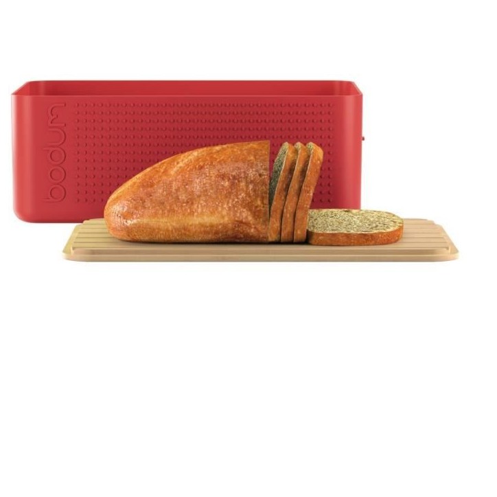 Boite a pain - BODUM - 11555-04 - Grand modele - Couvercle bambou - Rouge