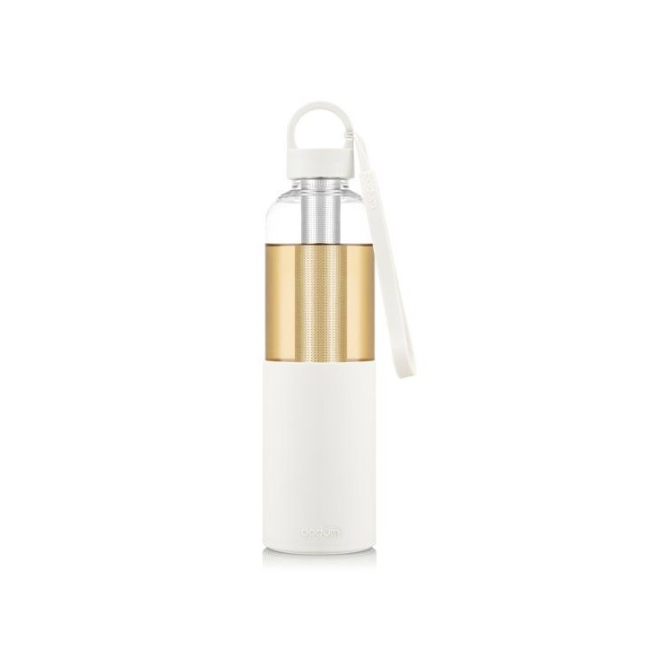 Gourde en tritan - BODUM - Melior - 1,2 L - Filtre infuseur en inox - Dragonne silicone - Blanc Gourde en tritan - BODUM - Melior - 1,2 L - Filtre infuseur en inox - Dragonne silicone - Blanc