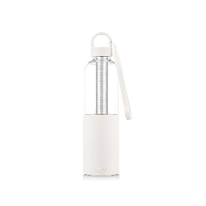 Gourde en tritan - BODUM - Melior - 1,2 L - Filtre infuseur en inox - Dragonne silicone - Blanc Gourde en tritan - BODUM - Melior - 1,2 L - Filtre infuseur en inox - Dragonne silicone - Blanc
