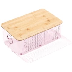 Boite a pain - BODUM - 11555-679S-80 - Grand modele - Couvercle bambou - Rose transparent