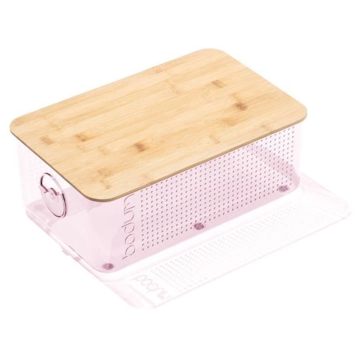 Boite a pain - BODUM - 11555-679S-80 - Grand modele - Couvercle bambou - Rose transparent Boite a pain - BODUM - 11555-679S-80 - Grand modele - Couvercle bambou - Rose transparent