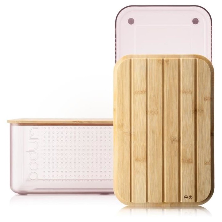 Boite a pain - BODUM - 11555-679S-80 - Grand modele - Couvercle bambou - Rose transparent Boite a pain - BODUM - 11555-679S-80 - Grand modele - Couvercle bambou - Rose transparent