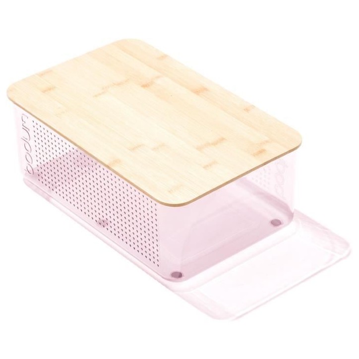 Boite a pain - BODUM - 11555-679S-80 - Grand modele - Couvercle bambou - Rose transparent Boite a pain - BODUM - 11555-679S-80 - Grand modele - Couvercle bambou - Rose transparent