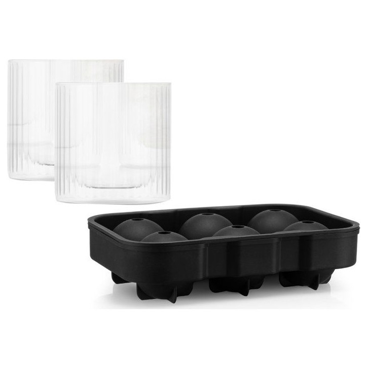 Bar set - BODUM - Douro - Plateau de glace ronde + set de 2 verres a whisky - Double paroi