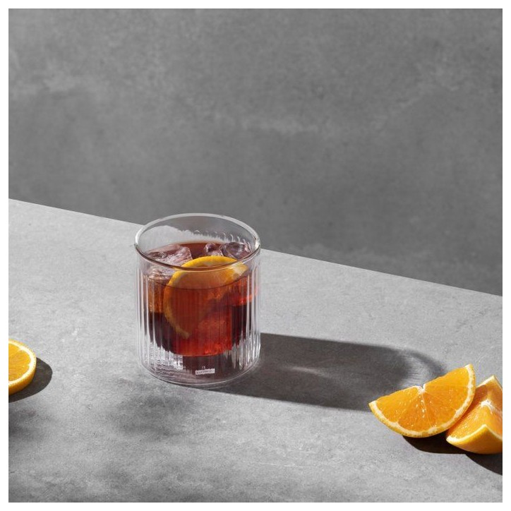 Bar set - BODUM - Douro - Plateau de glace ronde + set de 2 verres a whisky - Double paroi