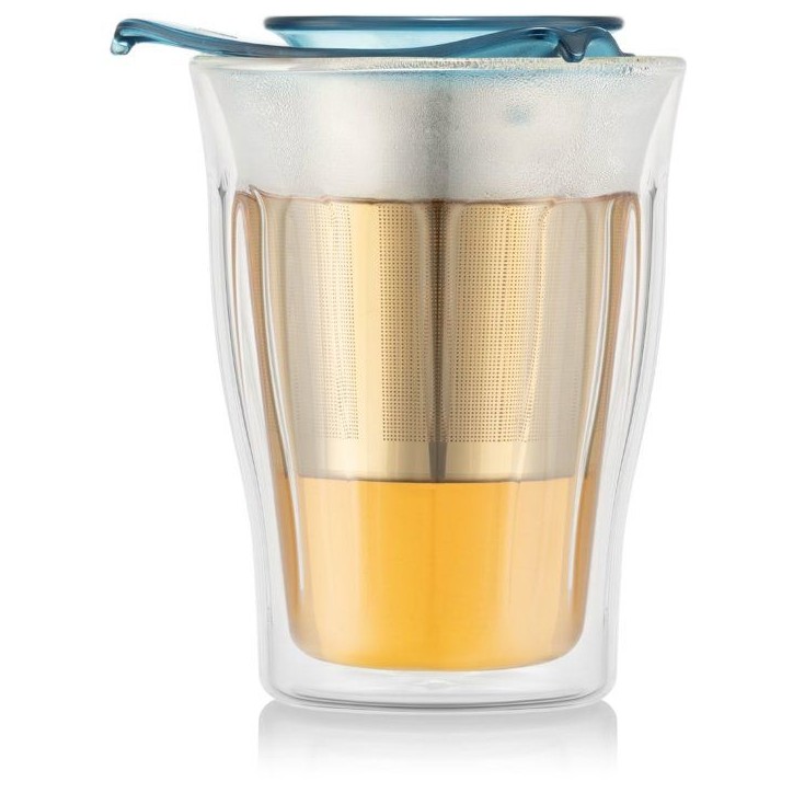 Tasse a thé avec infuseur - BODUM - YO-YO SET - 0,35 L - Double paroi - Verre et inox