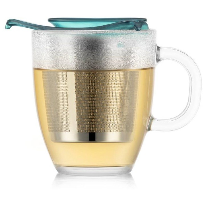 Set - BODUM - Yo-Yo - Mug en verre trempé avec infuseur a thé en inox - Individuel - Vert - 0,35 l