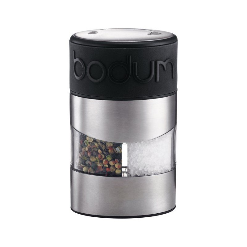Moulin sel et poivre combiné - BODUM - Twin - Manuel - Inox / Noir