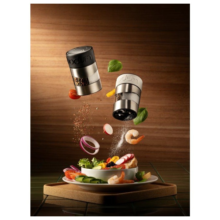 Moulin sel et poivre combiné - BODUM - Twin - Manuel - Inox / Noir