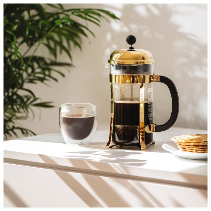 Cafetiere a piston - BODUM - Chambord - 1 L - 8 tasses - Acier inox - Or