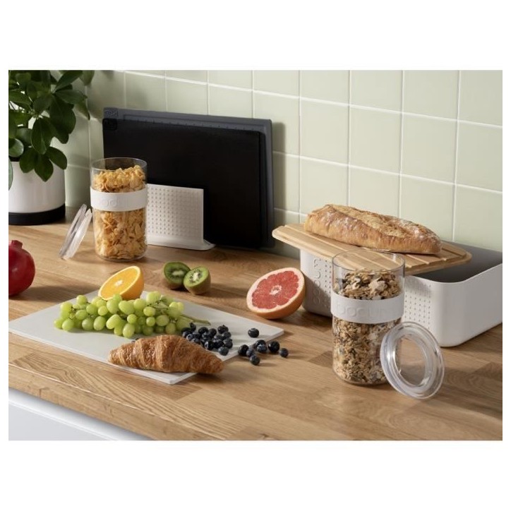 Boite a pain - BODUM - 11740-913 - Petit modele - Couvercle bambou - Blanc
