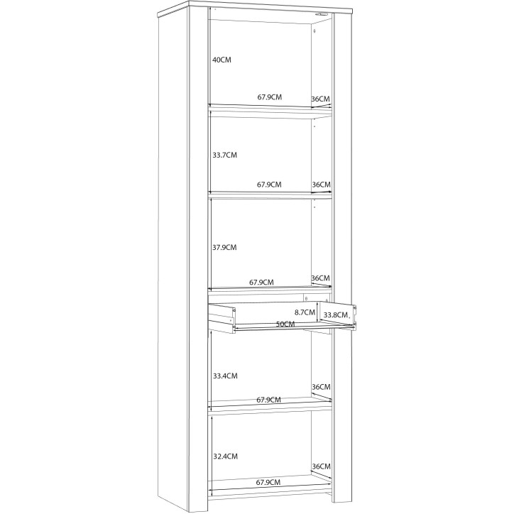 Vitrine haute BOHOL Blanche - 2 portes dont 1 vitrée + 1 tiroir - L 71,7 x P 42 x H 205,4 cm Vitrine haute BOHOL Blanche - 2 portes dont 1 vitrée + 1 tiroir - L 71,7 x P 42 x H 205,4 cm