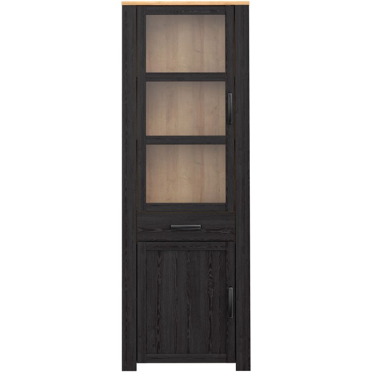 Vitrine Haute BOHOL Noire – 2 Portes dont 1 Vitrée + 1 Tiroir – L 71,7 × P 42 × H 205,4 cm Vitrine Haute BOHOL Noire – 2 Portes dont 1 Vitrée + 1 Tiroir – L 71,7 × P 42 × H 205,4 cm