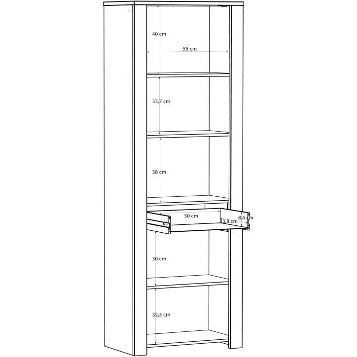 Vitrine Haute BOHOL Noire – 2 Portes dont 1 Vitrée + 1 Tiroir – L 71,7 × P 42 × H 205,4 cm Vitrine Haute BOHOL Noire – 2 Portes dont 1 Vitrée + 1 Tiroir – L 71,7 × P 42 × H 205,4 cm