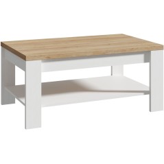 Table Basse Rectangle BOHOL – Chene Blanc & Beige – Double Plateau