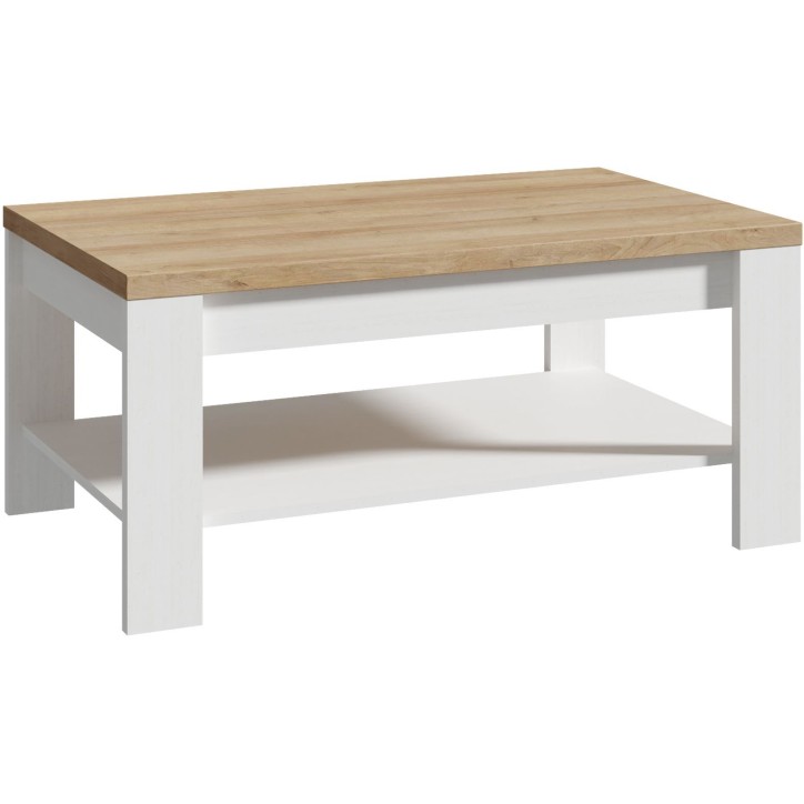 Table Basse Rectangle BOHOL – Chene Blanc & Beige – Double Plateau – L 100 × P 60 × H 45,7 cm Table Basse Rectangle BOHOL – Chene Blanc & Beige – Double Plateau – L 100 × P 60 × H 45,7 cm