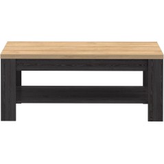 Table Basse Rectangle BOHOL – Chene Noir & Beige – Double Plateau