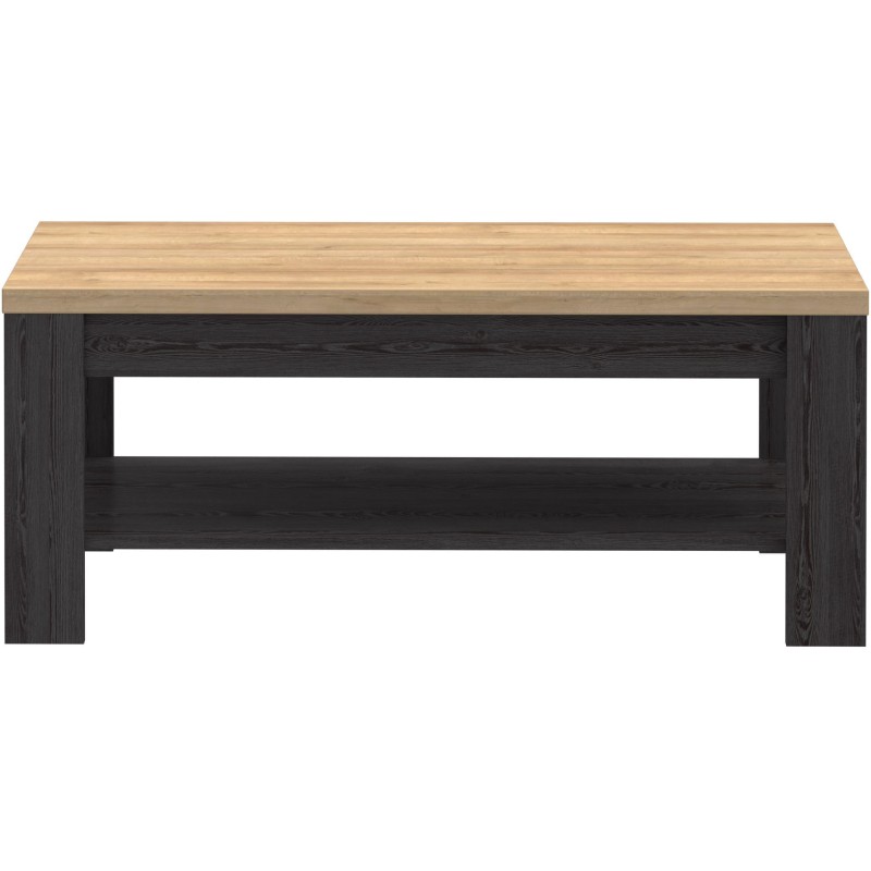 Table Basse Rectangle BOHOL – Chene Noir & Beige – Double Plateau