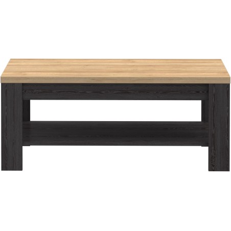 Table Basse Rectangle BOHOL – Chene Noir & Beige – Double Plateau