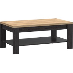 Table Basse Rectangle BOHOL – Chene Noir & Beige – Double Plateau