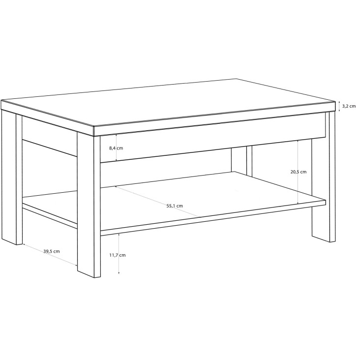 Table Basse Rectangle BOHOL – Chene Noir & Beige – Double Plateau – L 100 × P 60 × H 45,7 cm Table Basse Rectangle BOHOL – Chene Noir & Beige – Double Plateau – L 100 × P 60 × H 45,7 cm