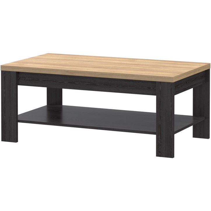 Table Basse Rectangle BOHOL – Chene Noir & Beige – Double Plateau – L 100 × P 60 × H 45,7 cm Table Basse Rectangle BOHOL – Chene Noir & Beige – Double Plateau – L 100 × P 60 × H 45,7 cm