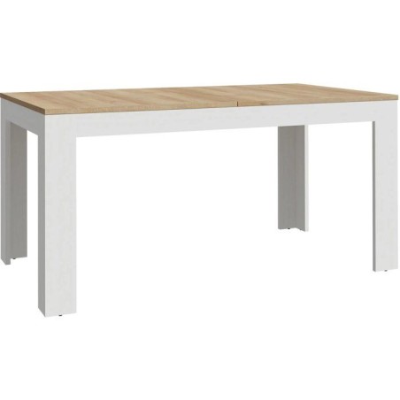 Table a manger extensible BOHOL – Blanc & Bois – 8 personnes – Extension L 160 a 206,6 × P 90,2 × H 78,2 cm