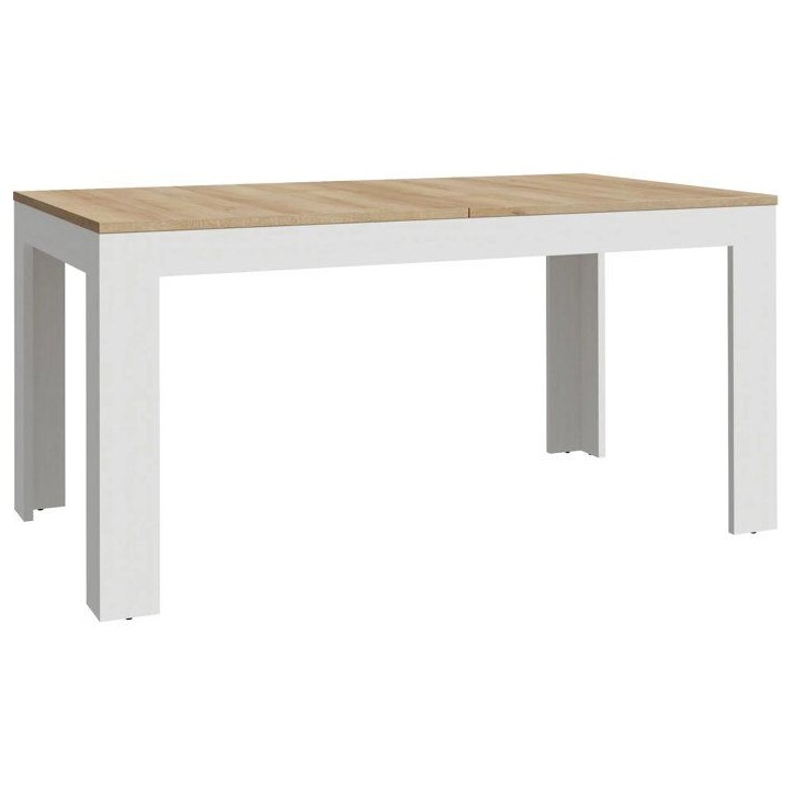 Table a manger extensible BOHOL – Blanc & Bois – 8 personnes – Extension L 160 a 206,6 × P 90,2 × H 78,2 cm Table a manger extensible BOHOL – Blanc & Bois – 8 personnes – Extension L 160 a 206,6 × P 90,2 × H 78,2 cm