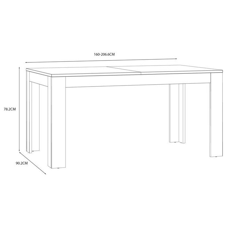 Table a manger extensible BOHOL – Blanc & Bois – 8 personnes – Extension L 160 a 206,6 × P 90,2 × H 78,2 cm Table a manger extensible BOHOL – Blanc & Bois – 8 personnes – Extension L 160 a 206,6 × P 90,2 × H 78,2 cm