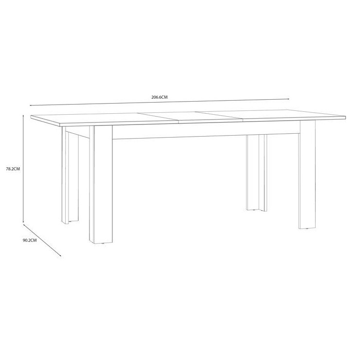 Table a manger extensible BOHOL – Blanc & Bois – 8 personnes – Extension L 160 a 206,6 × P 90,2 × H 78,2 cm Table a manger extensible BOHOL – Blanc & Bois – 8 personnes – Extension L 160 a 206,6 × P 90,2 × H 78,2 cm