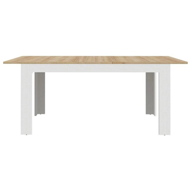 Table a manger extensible BOHOL – Blanc & Bois – 8 personnes – Extension L 160 a 206,6 × P 90,2 × H 78,2 cm Table a manger extensible BOHOL – Blanc & Bois – 8 personnes – Extension L 160 a 206,6 × P 90,2 × H 78,2 cm