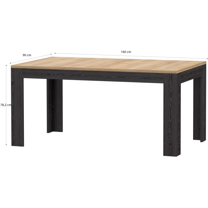Table a manger extensible BOHOL – Noir & Bois – 8 personnes – Extension L 160 a 206,6 × P 90,2 × H 78,2 cm Table a manger extensible BOHOL – Noir & Bois – 8 personnes – Extension L 160 a 206,6 × P 90,2 × H 78,2 cm