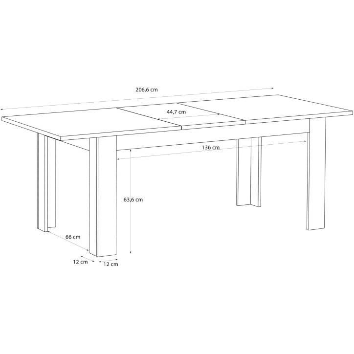 Table a manger extensible BOHOL – Noir & Bois – 8 personnes – Extension L 160 a 206,6 × P 90,2 × H 78,2 cm Table a manger extensible BOHOL – Noir & Bois – 8 personnes – Extension L 160 a 206,6 × P 90,2 × H 78,2 cm