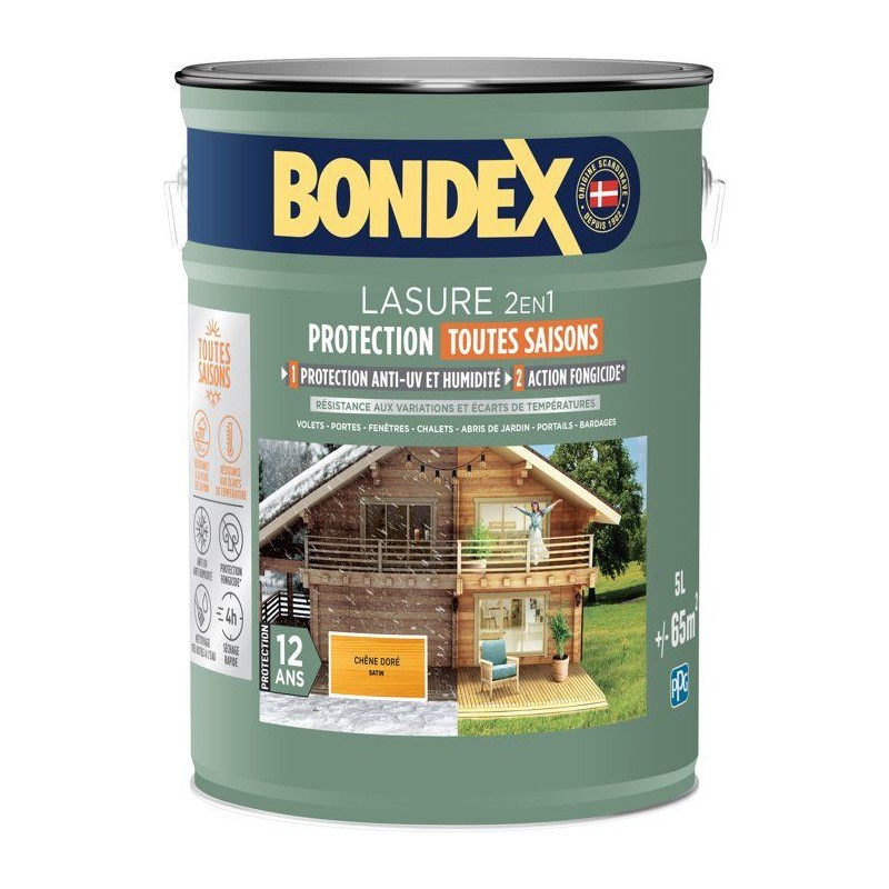 Lasure 2 en 1 protection extérieure - Chene Doré - Satin - Protectio