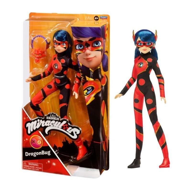 Bandai - Miraculous Ladybug - Poupée Dragon Bug 26 cm Bandai - Miraculous Ladybug - Poupée Dragon Bug 26 cm