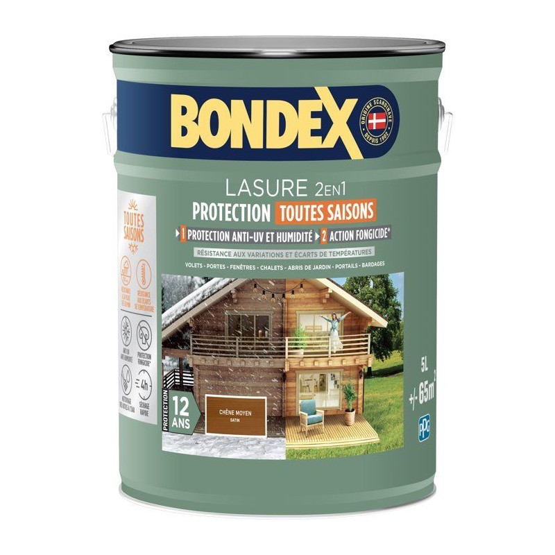 Lasure 2 en 1 protection extérieure - Chene Foncé - Satin - Protecti