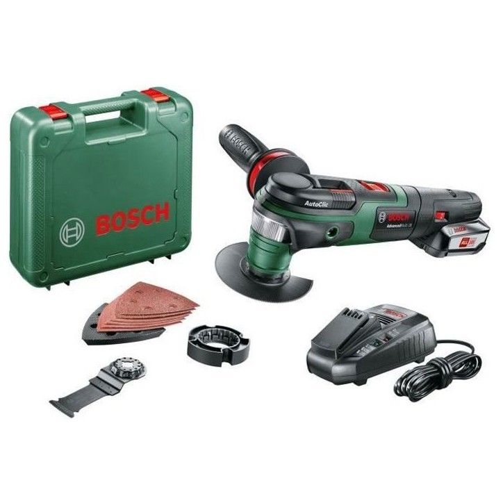 Outil multifonctions sans fil Bosch - AdvancedMulti 18 avec set d'accessoires (Livré avec 1 batterie 18V - 2,5Ah + chargeur) Outil multifonctions sans fil Bosch - AdvancedMulti 18 avec set d'accessoires (Livré avec 1 batterie 18V - 2,5Ah + chargeur)