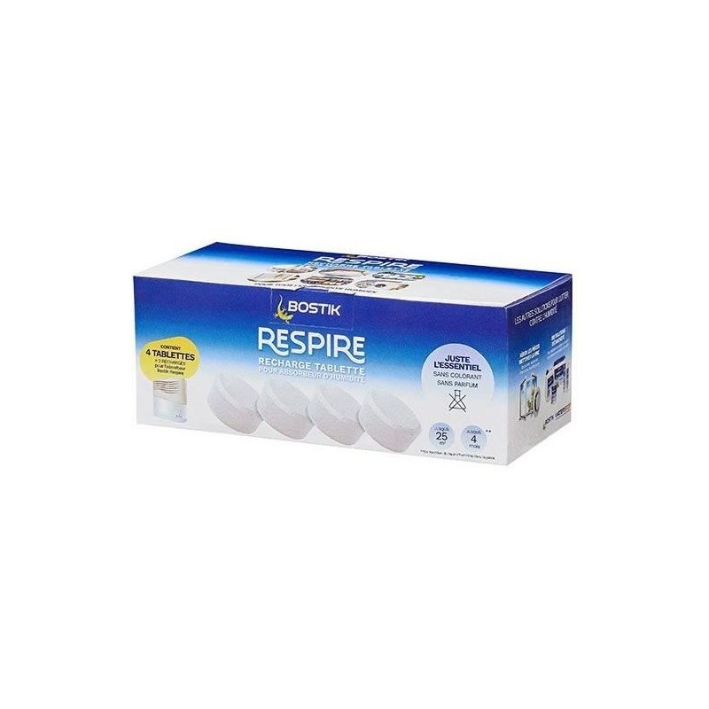 Recharges absorbeur - BOSTIK - Respire - 4 tablettes - Jusqu'a 25 m²