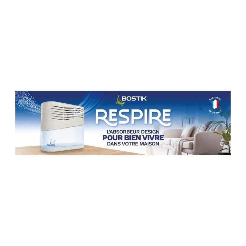 Absorbeur d'humidité - BOSTIK - Respire - Jusqu'a 25 m² - 2 recharge