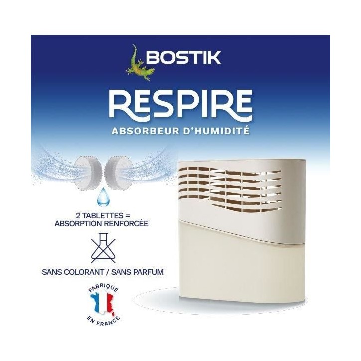 Absorbeur d'humidité - BOSTIK - Respire - Jusqu'a 25 m² - 2 recharges sans parfum - 2 x 250 g Absorbeur d'humidité - BOSTIK - Respire - Jusqu'a 25 m² - 2 recharges sans parfum - 2 x 250 g