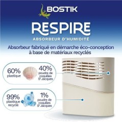 Absorbeur d'humidité - BOSTIK - Respire - Jusqu'a 25 m² - 2 recharge