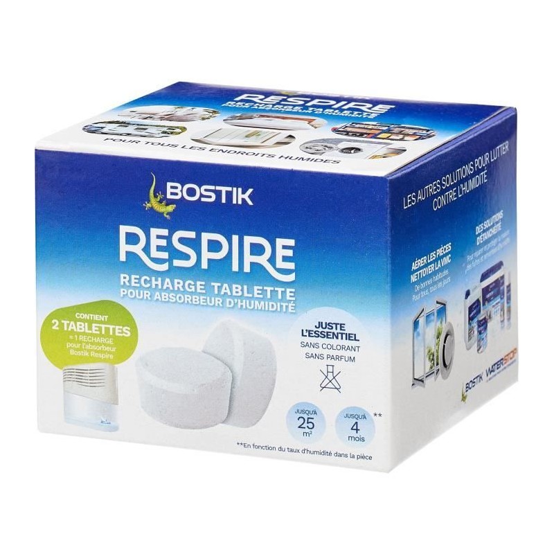 Recharges absorbeur - BOSTIK - Respire - 2 tablettes - Jusqu'a 25 m²