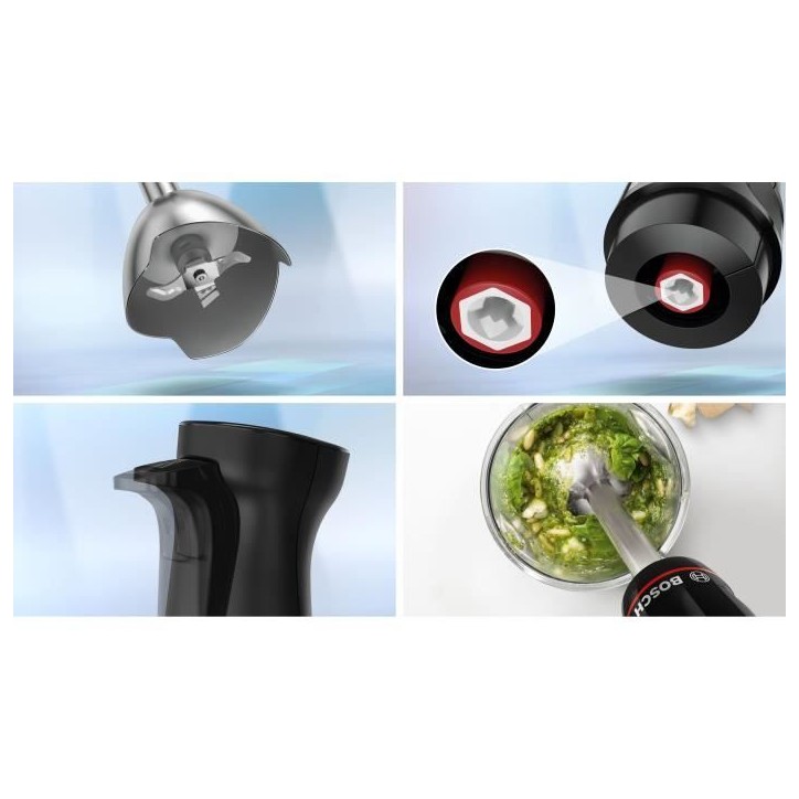 Mixeur plongeant - BOSCH - MSM4B621 - 1000 W - 4 lames aiguiseés - Bol mélangeur - Mini hachoir - Fouet - Engrenage céramique Mixeur plongeant - BOSCH - MSM4B621 - 1000 W - 4 lames aiguiseés - Bol mélangeur - Mini hachoir - Fouet - Engrenage céramique