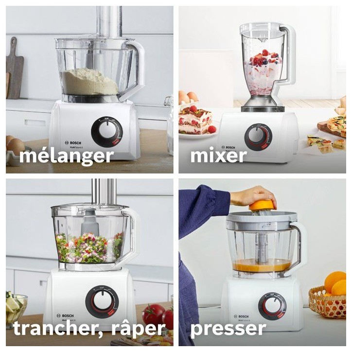 Robot multifonction - BOSCH - B1EMC812S8 - 1250 W - 3,9 L - Variateur de vitesse + Turbo - Blanc / Inox - Livre 80 recettes offe Robot multifonction - BOSCH - B1EMC812S8 - 1250 W - 3,9 L - Variateur de vitesse + Turbo - Blanc / Inox - Livre 80 recettes offe