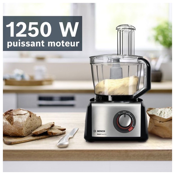 Robot multifonction - BOSCH - B1EMC812S8 - 1250 W - 3,9 L - Variateur de vitesse + Turbo - Blanc / Inox - Livre 80 recettes offe Robot multifonction - BOSCH - B1EMC812S8 - 1250 W - 3,9 L - Variateur de vitesse + Turbo - Blanc / Inox - Livre 80 recettes offe