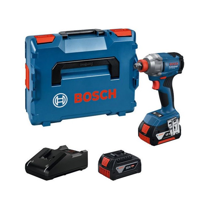 Boulonneuse 2en1 sans fil BOSCH PROFESSIONAL - GDX 18V-285 + 2 batteries GBA 18V 4,0Ah + chargeur GAL 18V + coffret + clip ceint