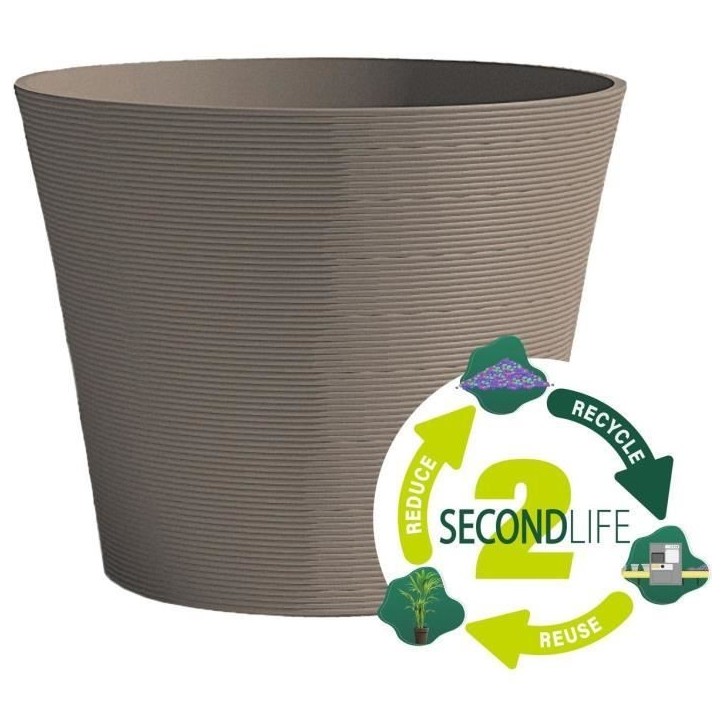 Pot de fleurs - GARDEN ID - Green Care Sense Taupe - 30 x 27 cm - Garantie de 10 ans - 100% recyclé - Résistance UV et gel
