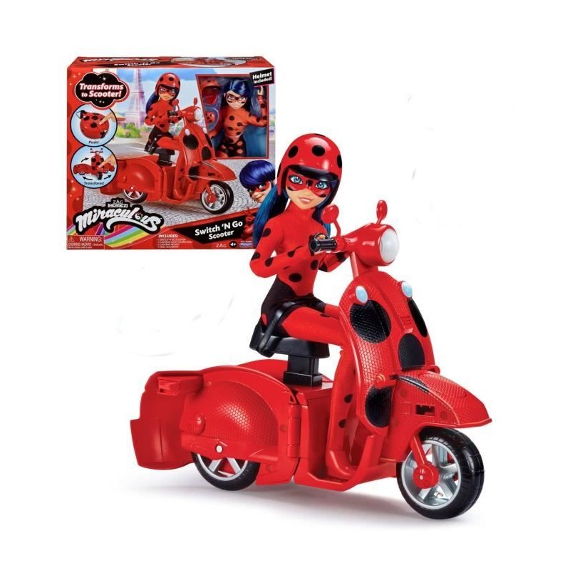 Scooter Miraculous Switch'n go + poupée articulée Ladybug Lucky Char Scooter Miraculous Switch'n go + poupée articulée Ladybug Lucky Char